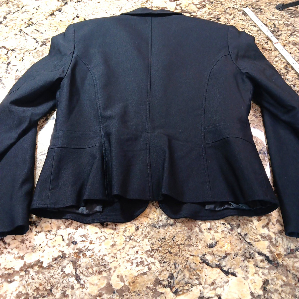 Size 8 Denver Hayes Black Womens Zip Up Blazer Short Coat Shoulder Pads - Picture 8 of 9